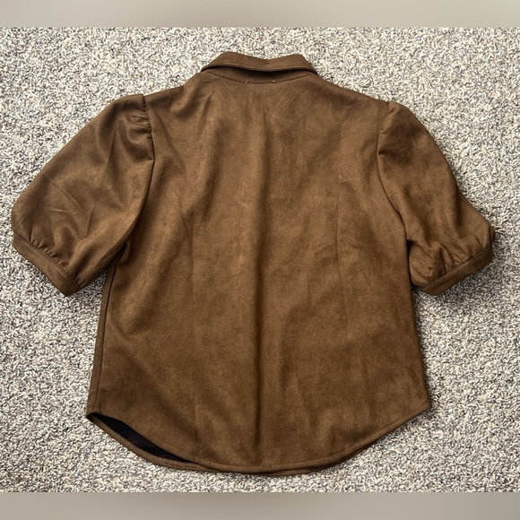 Steve Madden Preppy Old Money Brown B Faux  suede Top - Picture 4 of 13